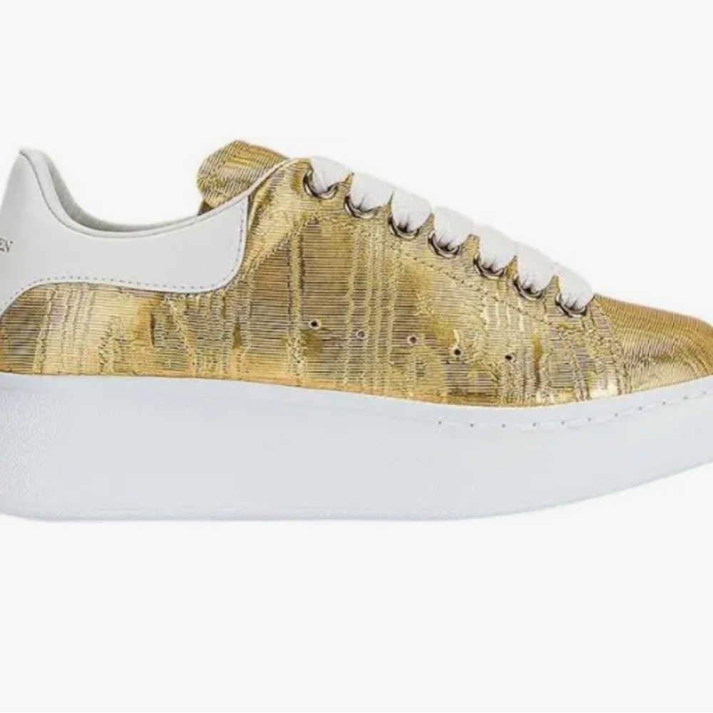 Alexander McQueen Gold and White Sneakers with Chunky Sole